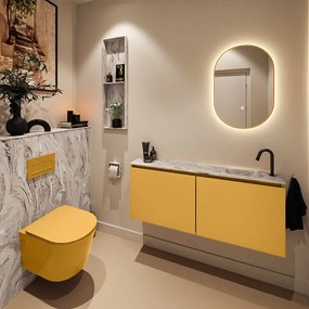 Mondiaz Ture DLux toiletmeubel 120cm ocher met wastafel glace rechts met kraangat