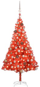 vidaXL Kunstkerstboom met LED's en kerstballen 180 cm PVC rood