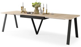 AVERY Sonoma eik/onderkant zwart - LOFT/INDUSTRIËLE TAFEL VOOR WOONKAMER / EETKAMER UITKLAPBAAR TOT 290 cm!