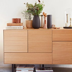 Vaas in getextureerd metaal H24 cm Anaïa