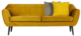Woood Rocco Retro 3-zits Bank Velvet Okergeel