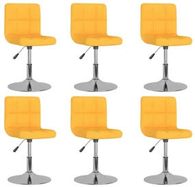 vidaXL Eetkamerstoelen draaibaar 6 st stof geel
