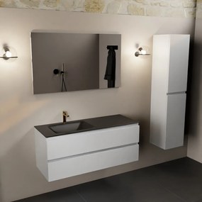 Mondiaz Aivy badmeubel 120cm talc met wastafel solid surface urban links 1 kraangat en spiegel