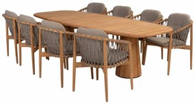 4 Seasons Outdoor Nora tuinset naturel teak met Capri tafel 280 x 110 cm SALE Tuinset beige weerbestendig