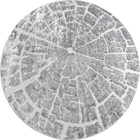 Tapijt MEFE modern  Rond ,  6185 Boomstam , boom , Structureel,  twee poolhoogte , grijskleuring