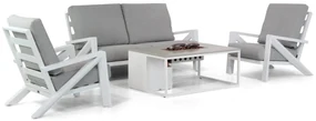 Stoel en Bank Loungeset 4 personen Aluminium Wit Santika Furniture Santika Cinta