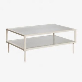 Paoline Rechthoekige Salontafel Van Staal En Glas Beige – Crème - Sklum