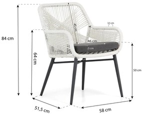 Tuinset 6 personen 260 cm Rope Wit Lifestyle Garden Furniture Advance/Trente