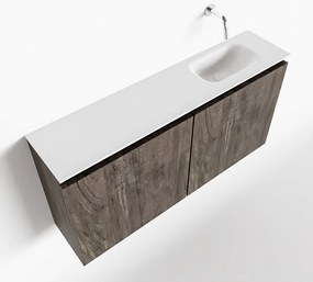 Mondiaz Ture 100cm toiletmeubel dark brown met wastafel talc rechts geen kraangat