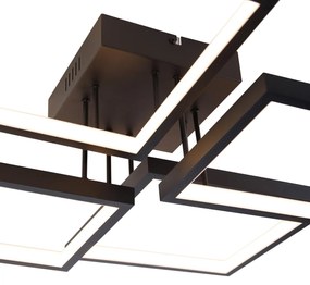 Plafondlamp zwart incl. LED 3 staps dimbaar 4-lichts - Lejo