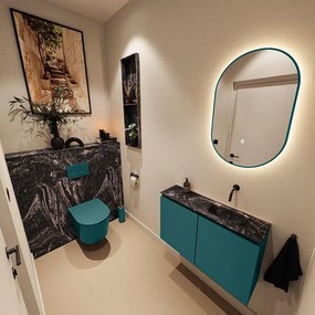 MONDIAZ TURE-DLUX 80cm toiletmeubel Smag. EDEN wastafel Lava positie rechts. Zonder kraangat. TUREDX80SMAR0LAV