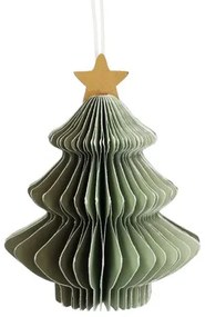 Hanger kerstboom, papier, honingraat, groen, 9 cm