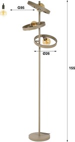 Vloerlamp Metalen Ringen Beige
