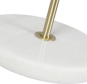 Tafellamp messing met velours kap taupe 35cm - Kaso