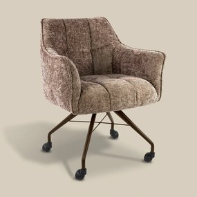 Raster Armstoel Met Wieltjes Bruin