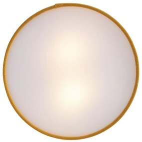 Moderne plafondlamp oker 30 cm met gouden binnenkant - Drum