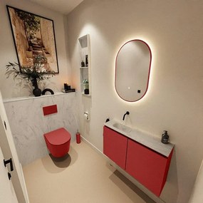 MONDIAZ TURE-DLUX 80cm toiletmeubel Fire. EDEN wastafel Opalo positie links. Zonder kraangat. TUREDX80FIRL0OPA