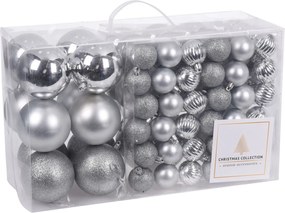 Christmas Collection - set van 94 plastic kerstballen - Diameter 3cm tot 10 cm - zilver