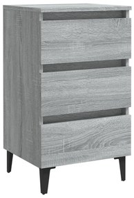 vidaXL Nachtkastje met metalen poten 40x35x69 cm grijs sonoma eiken