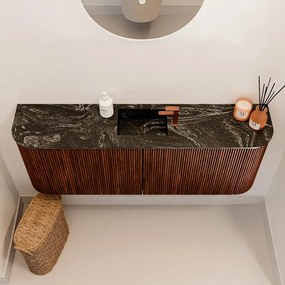 Mondiaz Joya DLux 115cm toiletmeubel ronding links/rechts ruby met wastafel faye midden 1 kraangat lava