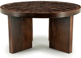 Salontafel Hout Met Tegeltjes - 70 X 70cm.