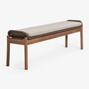 180 Cm Bank Van Acaciahout En Gevlochten Touw Karvia Acacia Bruin & Hazelnootbruin Doek - Sklum