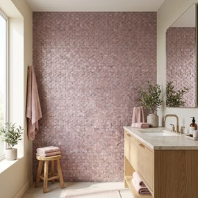 Zelfklevende Mozaïektegels Metaal | Pentagon 3D Roze | 28,2×28,2 cm | Keuken, Bad &amp; WC