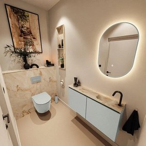 MONDIAZ TURE-DLUX 100cm toiletmeubel Greey. EDEN wastafel Frappe positie rechts. Met 1 kraangat. TUREDX100GRER1FRA