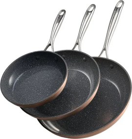 VEVOR Koekenpannenset 3-delig (20 / 27 / 30 cm), Stevige aluminium koekenpannen (antiaanbaklaag), Kookpan Keuken Kookgerei Geschikt voor Gas Elektrisch Inductie Grijs