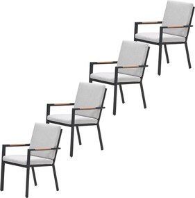 Garden Impressions Kasper tuinstoel stapelbaar donker grijs - 4 stuks