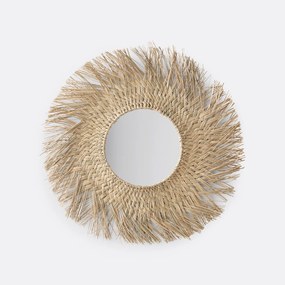 Spiegel in strogras, zonnevorm Ø70 cm, Loully