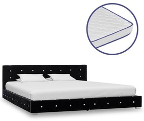 vidaXL Bed met traagschuim matras fluweel zwart 180x200 cm