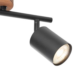 Industriële spot zwart met hout kantelbaar 2-lichts - Jeana