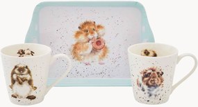 Porseleinen mokken Diet Starts with Tray, 2-delig