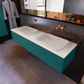 Mondiaz Erin 150cm badmeubel Smag met 1 lade en beige wastafel dubbel zonder kraangaten