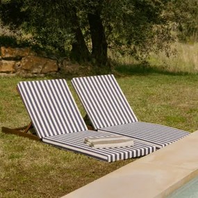 Set Van 2 Idaira Acaciahouten Ligstoelen Donker Acaciabruin & Wit - Marineblauw - Sklum