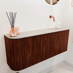 Mondiaz Joya DLux 100cm toiletmeubel ronding links ruby met wastafel faye rechts zonder kraangat ostra