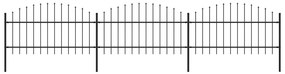 vidaXL Tuinhek met speren bovenkant (1-1,25)x5,1 m staal zwart