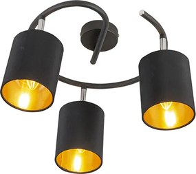 Smart moderne plafondlamp zwart incl. 3 WiFi B35 - Lofty