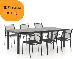 + 10% kassakorting | Diningset Apple Bee | 6 personen aluminium | Tuinset stapelbaar | 7-delig | Kees Smit Tuinmeubelen