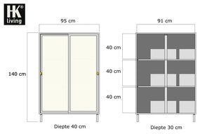 HKliving Webbing Webbing Kast Met Schuifdeuren Grijs - 95x40x140cm.