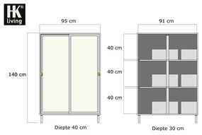 HKliving Webbing Webbing Kast Met Schuifdeuren Grijs - 95x40x140cm.