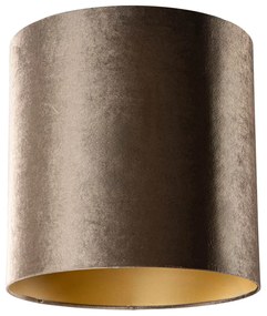 Velours lampenkap bruin met gouden binnenkant 40/40/40 Klassiek / Antiek cilinder / rond