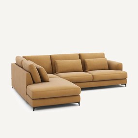 Omvormbare hoekbank links, in linnen fluweel, Marsile