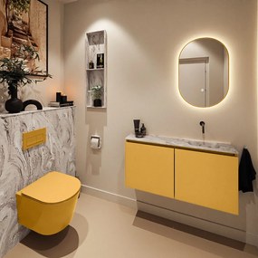 Mondiaz Ture DLux toiletmeubel 100cm ocher met wastafel glace rechts zonder kraangat