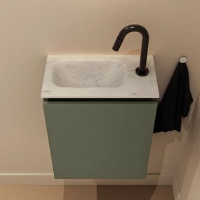 Mondiaz Ture DLux toiletmeubel 40cm army met wastafel opalo links met kraangat