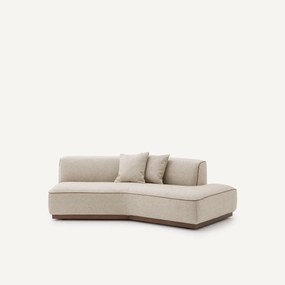 Rechte halve bank in viscose met structuur en linnen, JACOPO