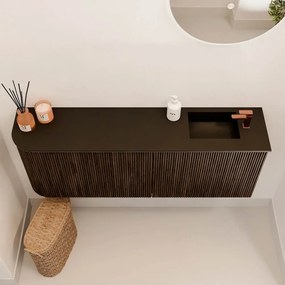Mondiaz Joya 110cm toiletmeubel ronding links walnut met wastafel faye rechts 1 kraangat urban
