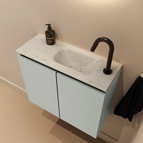 Mondiaz Ture DLux toiletmeubel 60cm greey met wastafel opalo rechts met kraangat