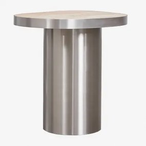 Fertrix Nachtkastje 45x40 Cm Van Natuursteen En Roestvrij Staal Travertine - Sklum